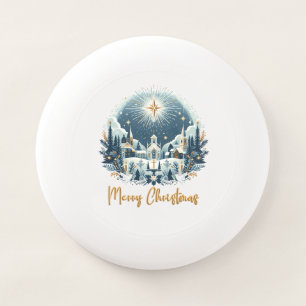 Merry Christmas blue and gold  Wham-O Frisbee