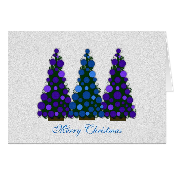 Merry Christmas Blue and Purple Trees Card