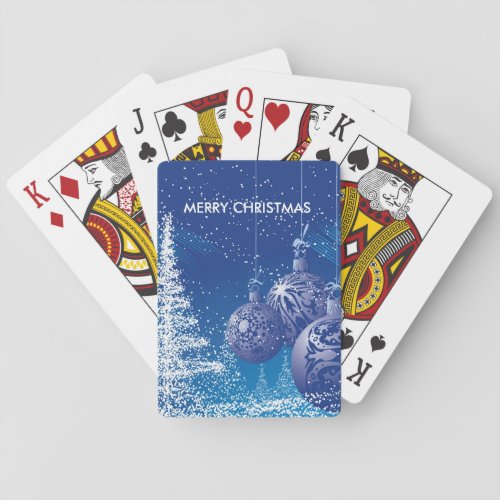 Merry Christmas Blue And White Ornaments  Trees Playing Cards