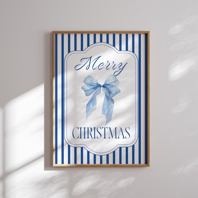 Merry Christmas Blue Bow Poster (Creator Uploaded)