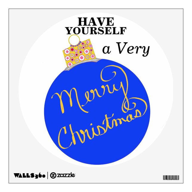 Merry Christmas Blue Ornament Wall Decal (Front)