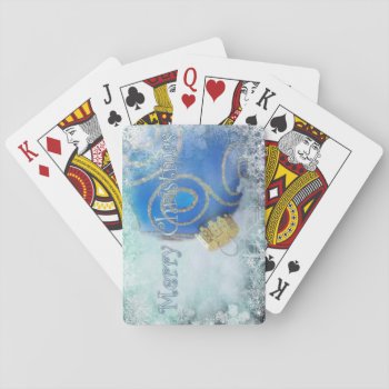 Merry Christmas Blue Playing Cards by Fiery_Fire at Zazzle
