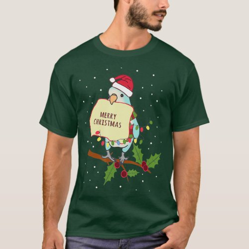 Merry christmas Blue Quaker Parrot Owner Birb T_Shirt
