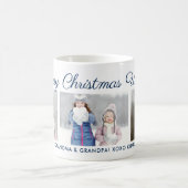 Merry Christmas Blue Script Custom Photo Collage Coffee Mug (Center)