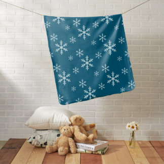 Merry Christmas Blue Snowflake Holiday Winter Baby Blanket