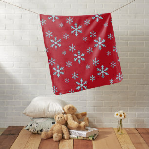 Merry Christmas Blue Snowflake Holiday Winter Baby Blanket