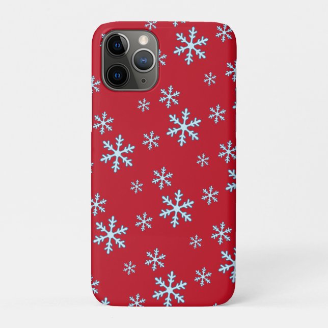 Merry Christmas Blue Snowflake Holiday Winter Case-Mate iPhone Case (Back)