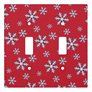 Merry Christmas Blue Snowflake Holiday Winter Light Switch Cover