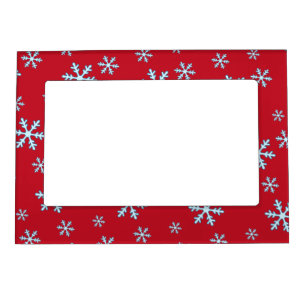 Merry Christmas Blue Snowflake Holiday Winter Magnetic Frame