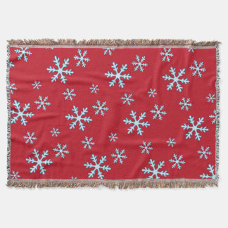 Merry Christmas Blue Snowflake Holiday Winter Throw Blanket