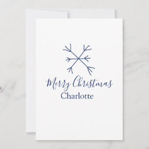 Merry Christmas blue snowflakes add name holidays Holiday Card