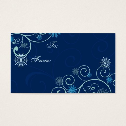 Customizable Merry Christmas Blue Snowflakes Gift Tags Business Card Templates
