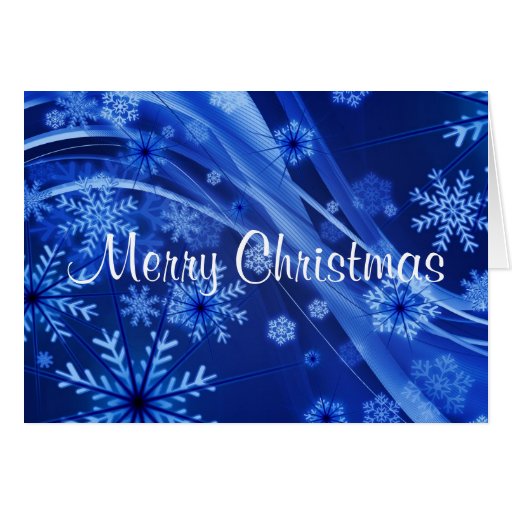 Merry Christmas Blue Snowflakes Greeting Cards | Zazzle