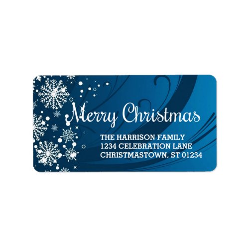 Merry Christmas blue Snowfrost Label