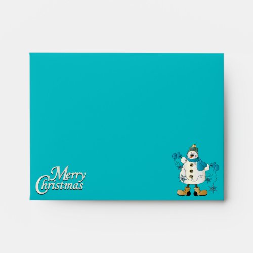 Merry Christmas Blue Snowman Envelope