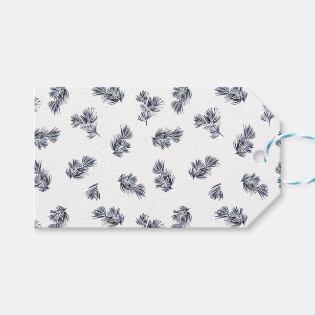 Merry Christmas Blue Sprigs Gift Tags (Front (Horizontal))