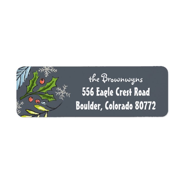 Merry Christmas Blue Spruce Boughs Return Label (Front)