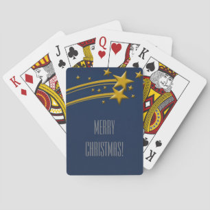 Merry Christmas! Blue Starry Night Golden Stars Poker Cards