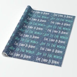 Merry Christmas Blue Stars Religion Wrapping Paper