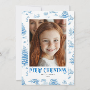 Merry Christmas Blue Toile Holiday Design