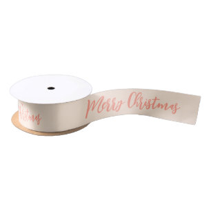 Merry Christmas Blush Pink and White Traditional Satin Ribbon