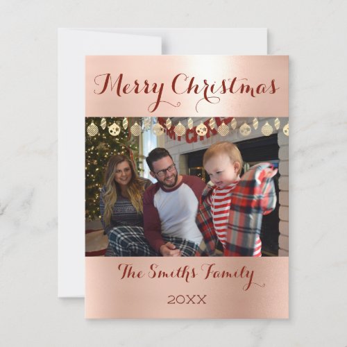 Merry Christmas Blush Snow Holy Photo Burgundy Invitation