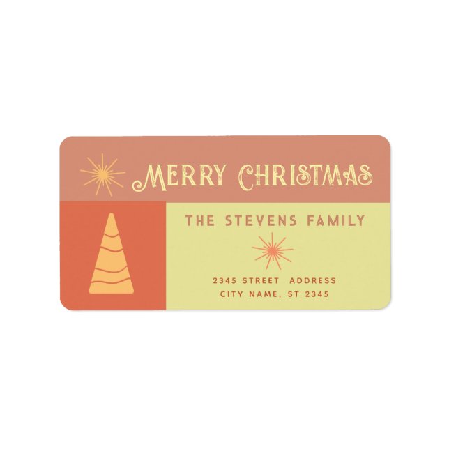 Merry Christmas boho cheerful color block  Label (Front)