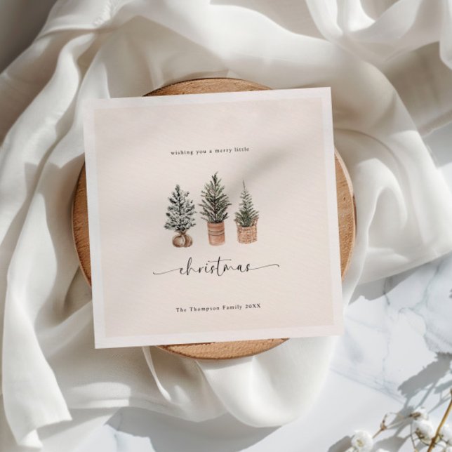 Merry Christmas Boho Minimal Pine Trees Napkins (Creator Uploaded)