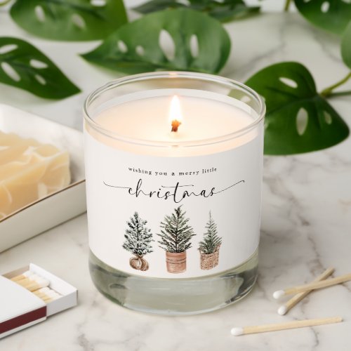 Merry Christmas Boho Minimal Pine Trees Scented Candle