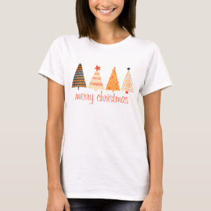 Merry Christmas Boho Orange Trees White T-Shirt