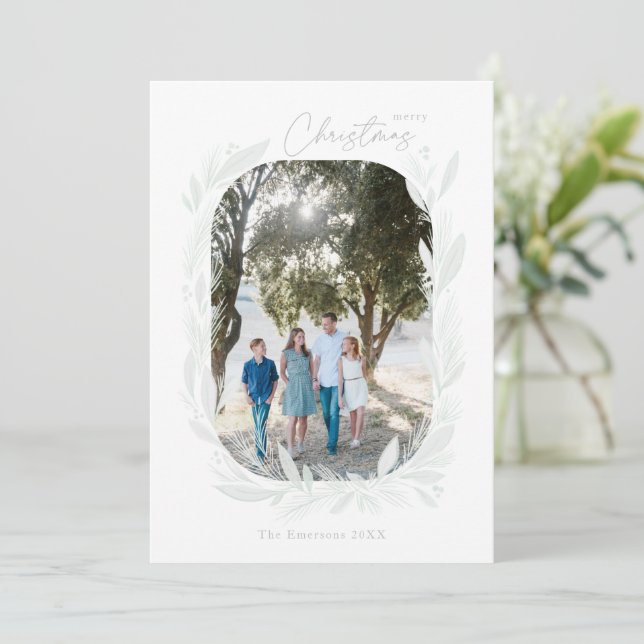 Merry Christmas Boho Watercolor Wreath Frame Light (Standing Front)