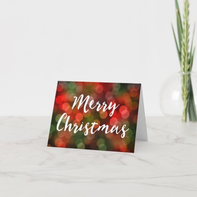 Merry Christmas Bokeh Lights Holiday Card (Front)