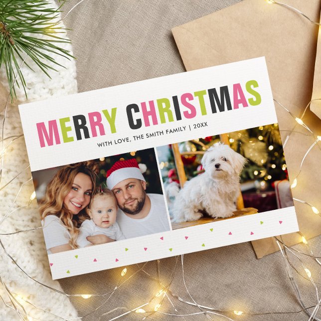 "Merry Christmas" Bold and Colorful Holiday Card (Creator Uploaded)
