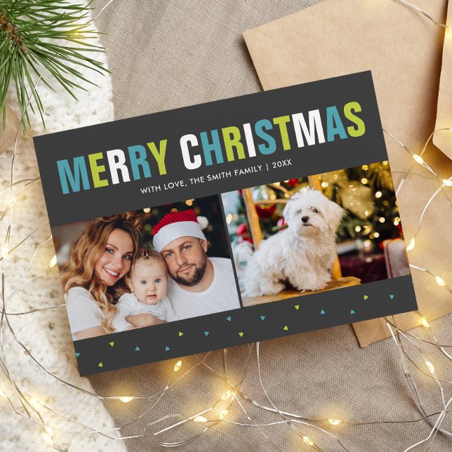 "Merry Christmas" Bold and Colorful Holiday Card (Creator Uploaded)