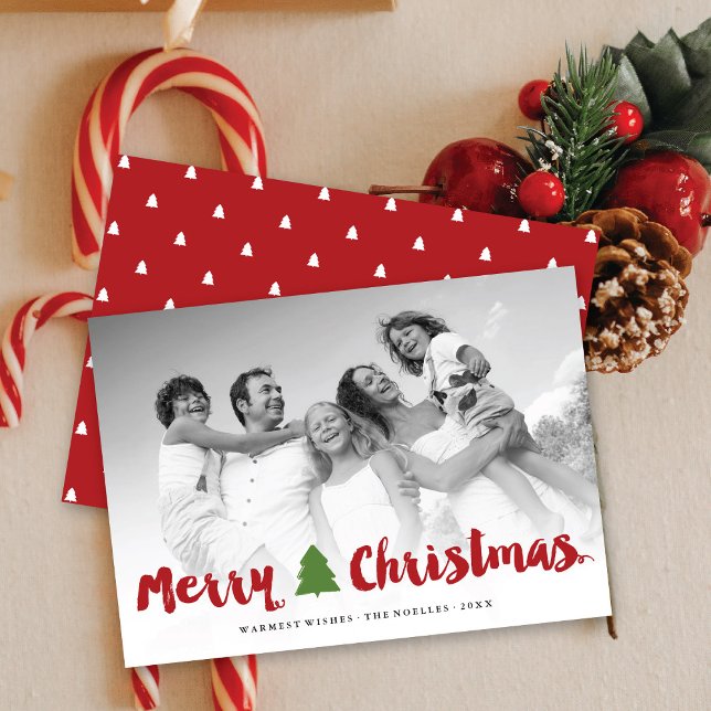 Merry Christmas Bold Brush Script Modern Photo Holiday Card (Creator Uploaded)