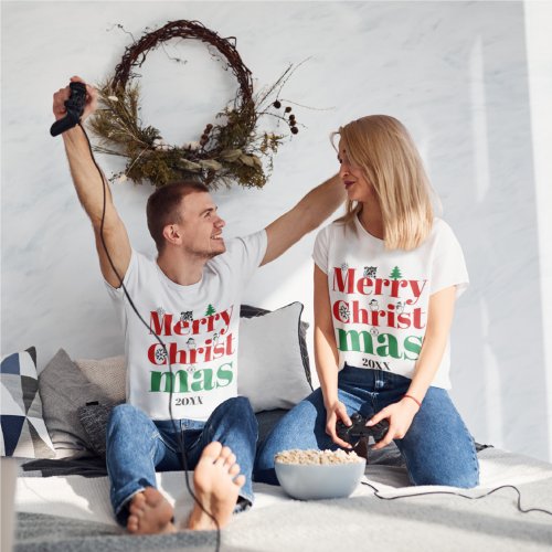 Merry Christmas bold typography vintage elements T_Shirt