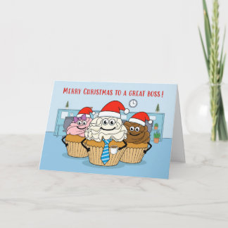 Merry Christmas Boss Cupcakes Office Team Holiday Card