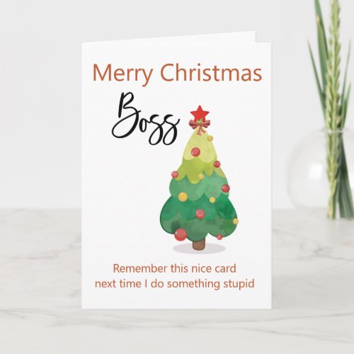 Merry Christmas Boss From Employee Funny Card