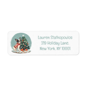 Merry Christmas Boston Terrier Dog Label