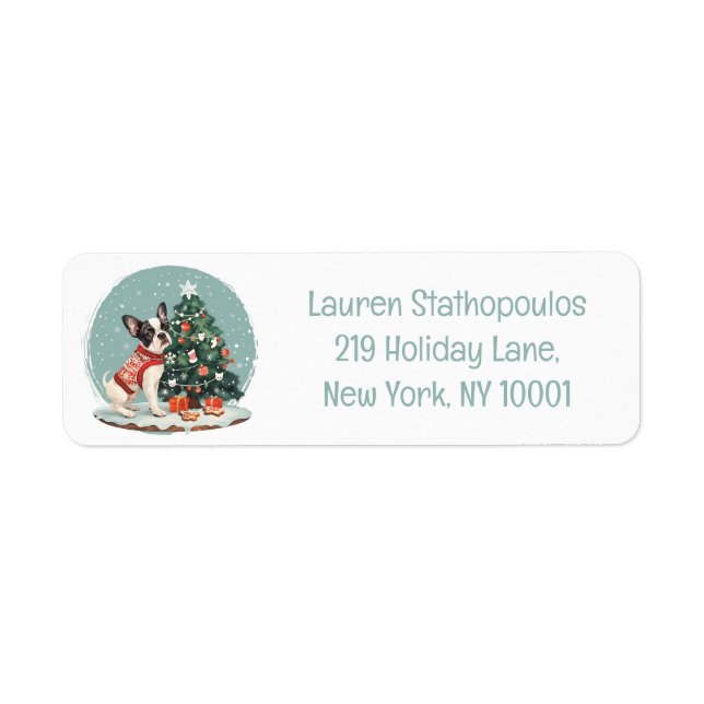 Merry Christmas Boston Terrier Dog Label (Front)