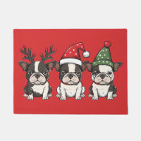 Merry Christmas Boston Terrier Dogs