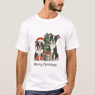 Merry Christmas Boston Terrier Dogs T-Shirt