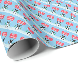 Merry Christmas Boston Terrier Gift Wrapping Paper