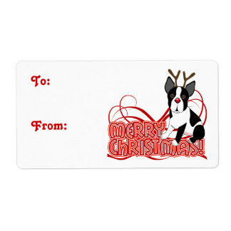 Merry Christmas Boston Terrier Label