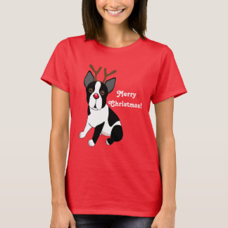 Merry Christmas! Boston Terrier Reindeer Dog T-Shirt