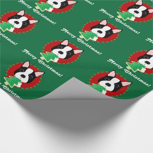 Merry Christmas! Boston Terrier Wrapping Paper Zazzle