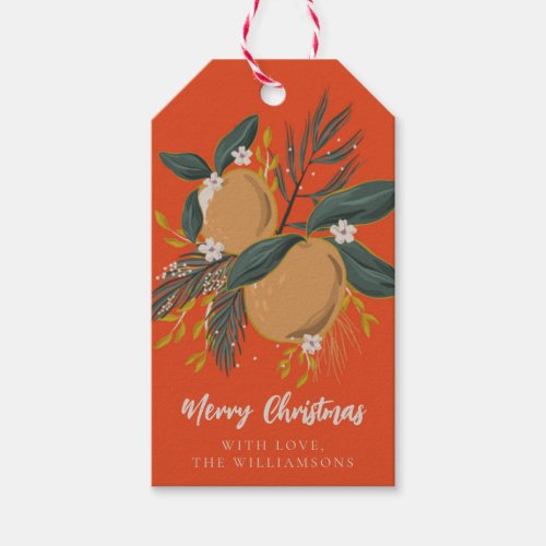 Merry Christmas Botanical Custom Greeting Name Gift Tags