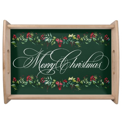 Merry Christmas Botanical Holiday Serving Tray