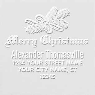 Merry Christmas Botanical Name Return Address Embosser