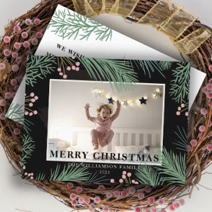 Merry Christmas Botanical One Photo Postcard